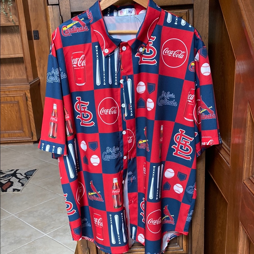St. Louis Cardinals Coca-Cola Men's Shirt - Red and Blue